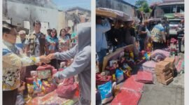 Penyerahan bantuan dari Gubernur dan Pemprov Sulut. 